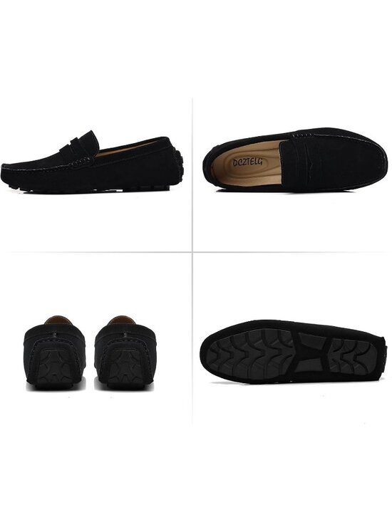 DCZTELG Men\'s Black Rubber Suede Penny Loafer Slip On Llightweight Casual Shoes main image 4